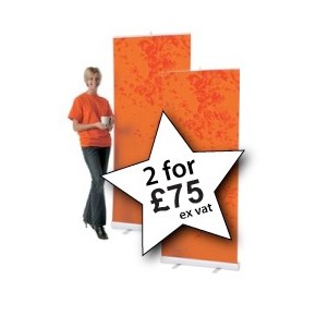 Budget Roller Banner Stands 850mm - 2 For £75 Promotion Budget Roller Banner Stands 850mm - 2 For £75 Promotion
